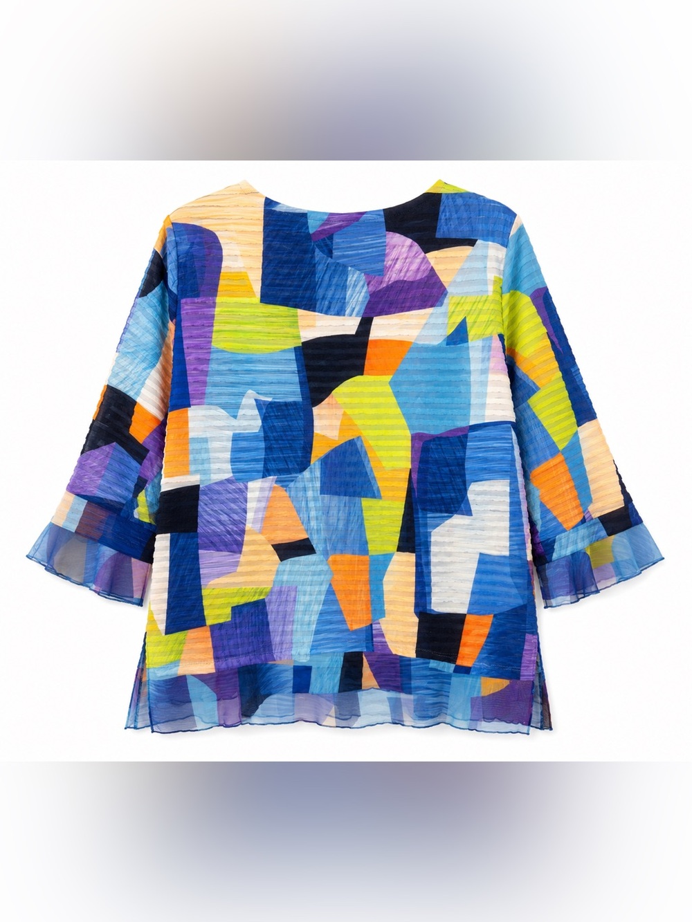 Alfred Dunner Multicolor Abstract Print Tunic - Blue, Purple, Yellow, Orange - Picture 4 of 10